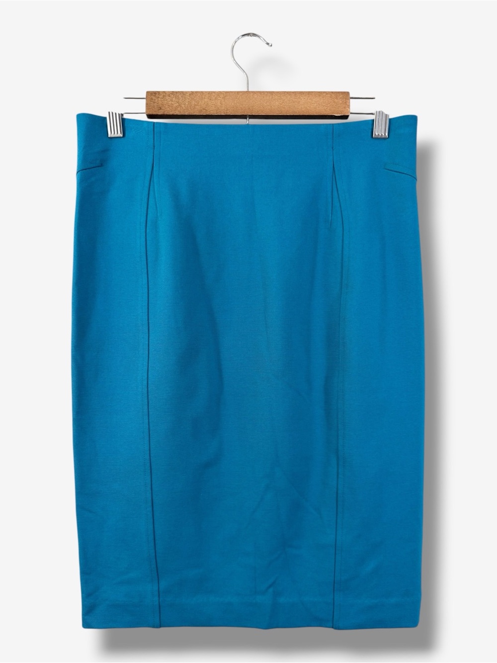 Ann Taylor Factory Teal Blue Ponte Knit Pencil Skirt Size 6 Preppy Casual Office